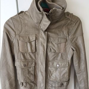 Faux leather bomber jacket